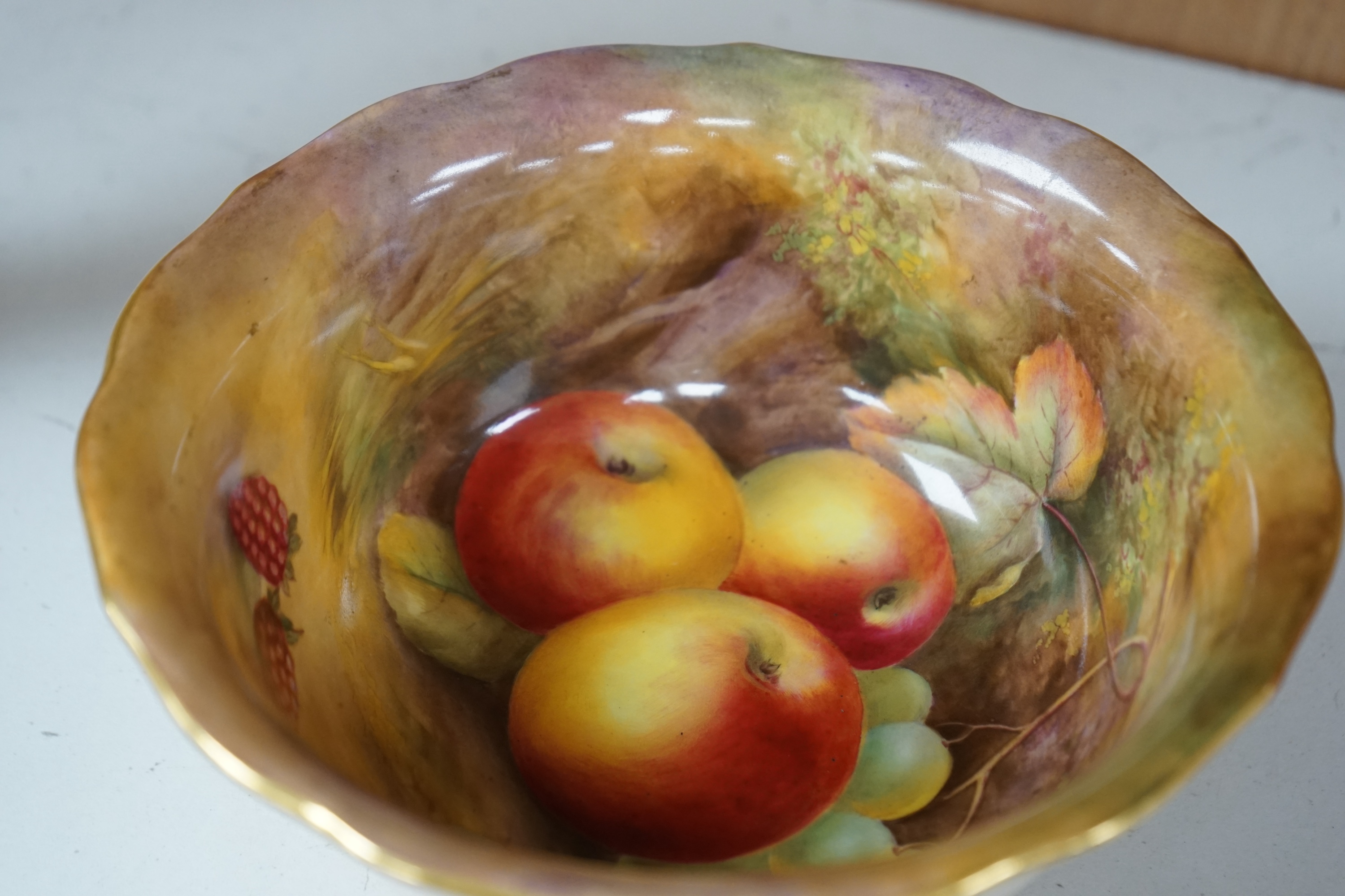 A Royal Worcester fruit painted bowl, signed by Horace Price, 18cm diameter., Condition - good